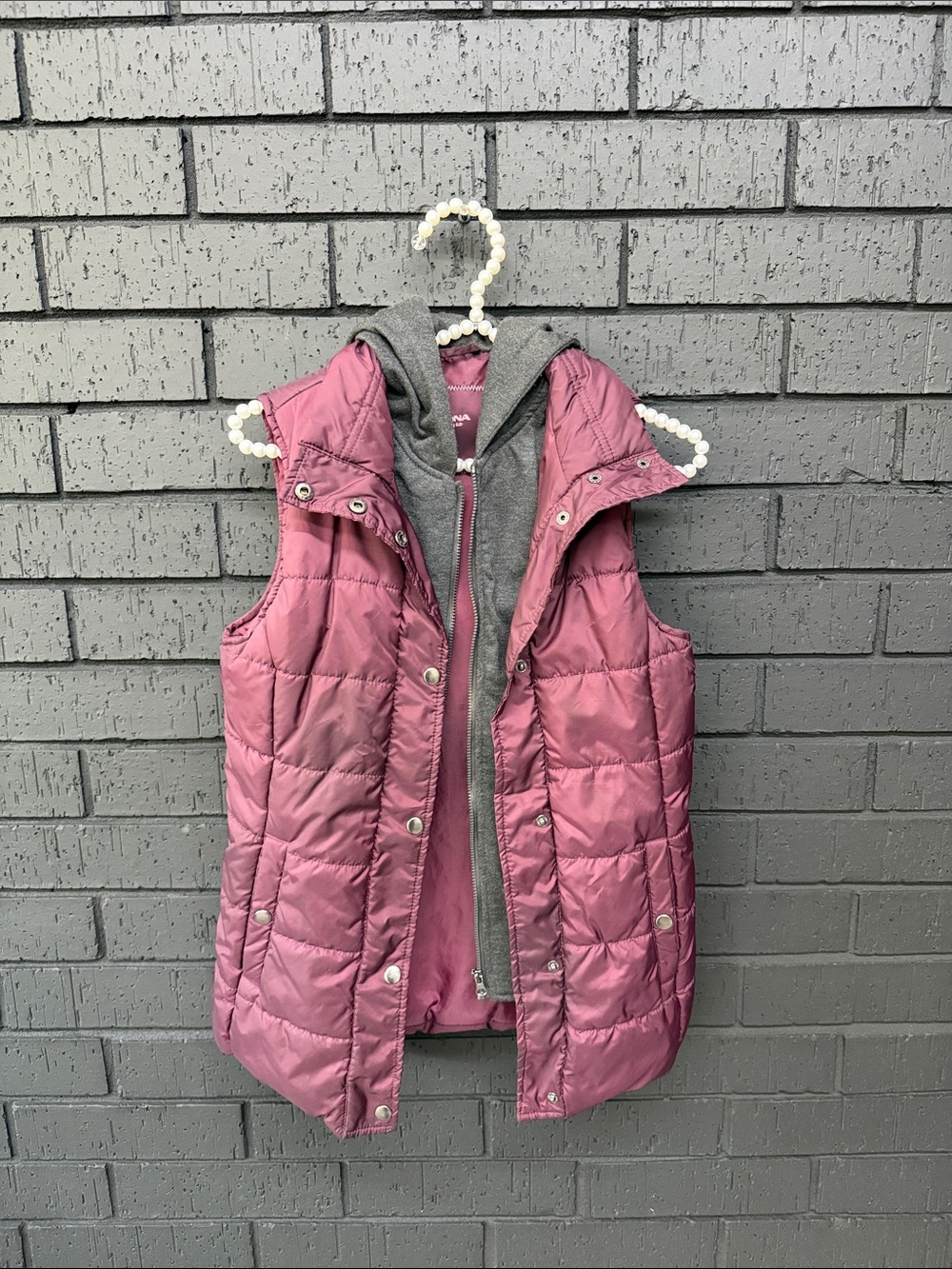 Arizona Quilted Mauve Hooded Puffer Vest